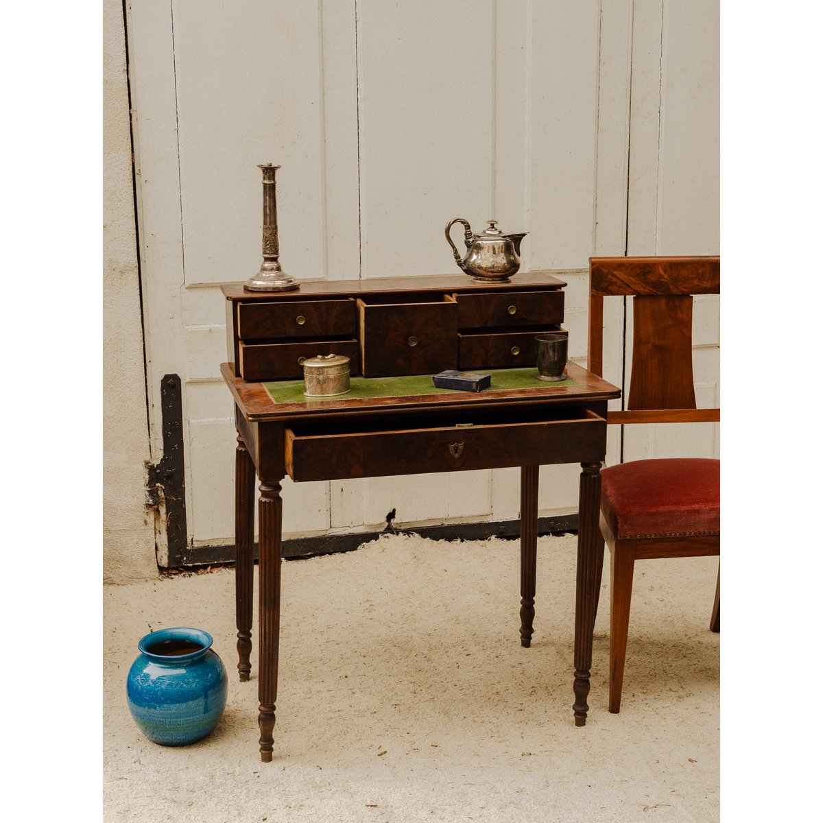 Bureau en bois Edouard N°1109 - Bon état bois foncé, DEBONGOUT