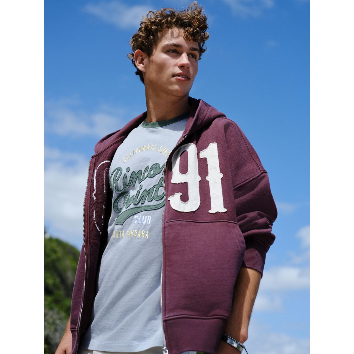 Sweat à capuche zippé motif edit prune, NEXT