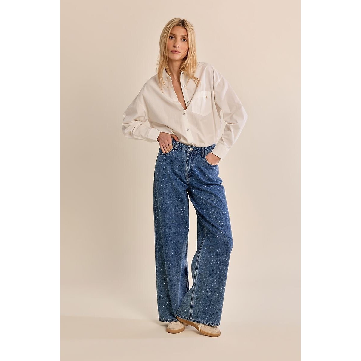 Jean large à sequins denim bleu, MOLLY BRACKEN