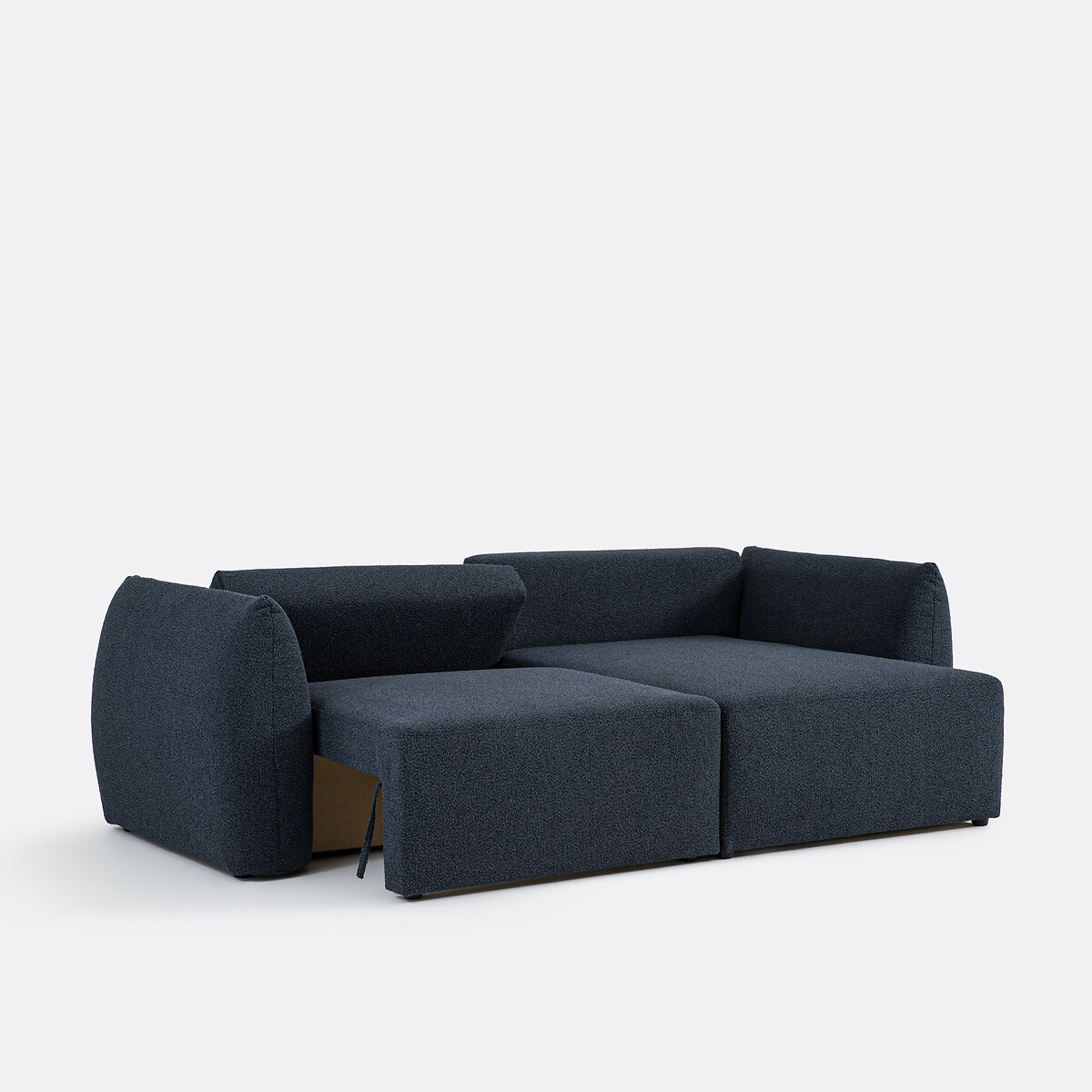 Canapé d'angle convertible avec coffre, 3 places, en bouclette fine, EDITH bleu, LA REDOUTE INTERIEURS