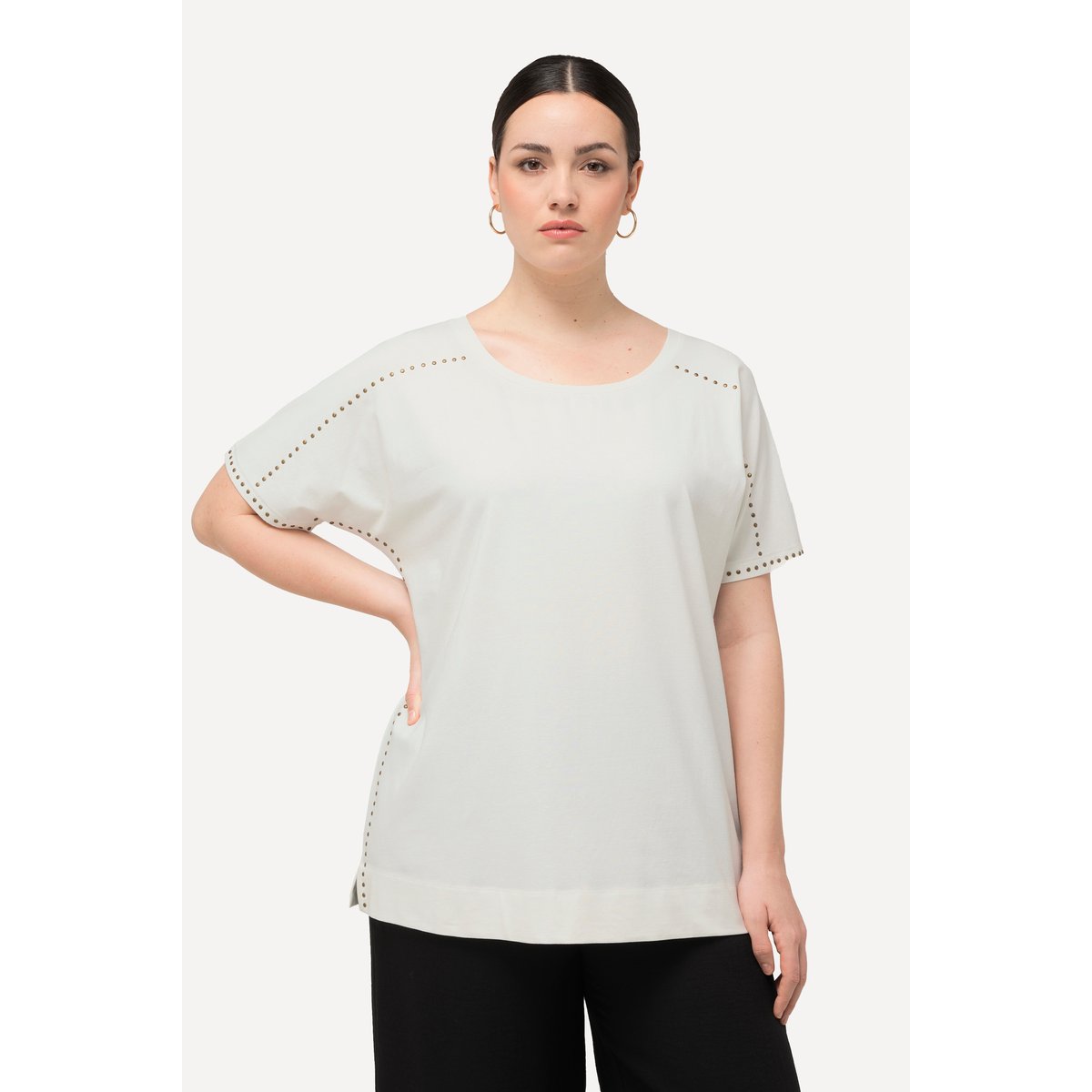 T-shirt oversized à col rond et blanc cassé, ULLA POPKEN