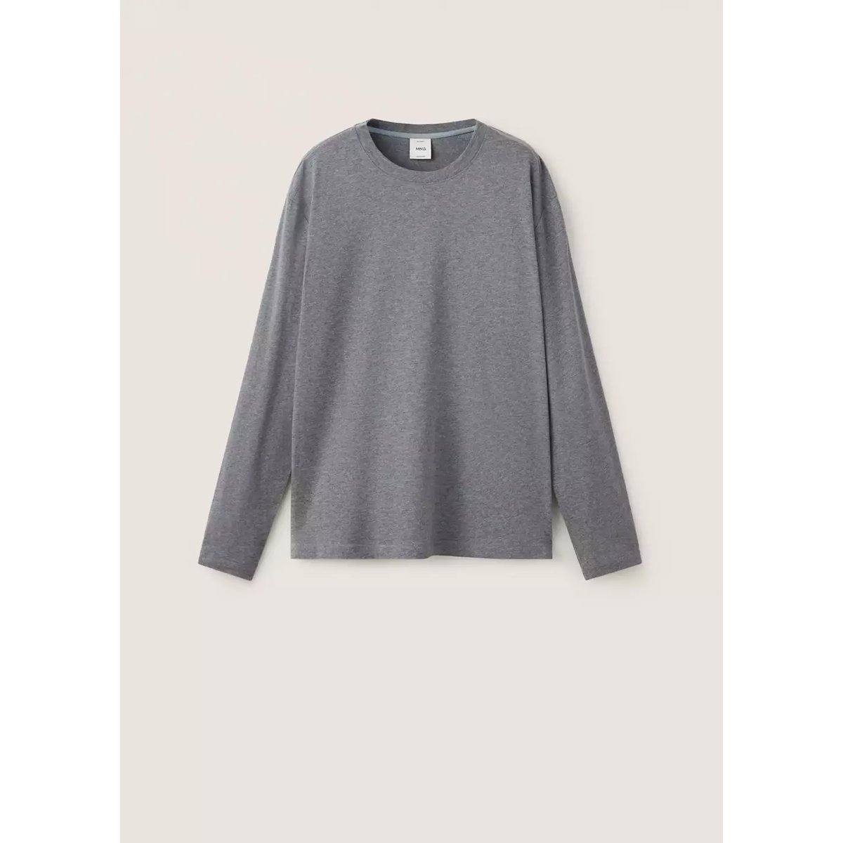 T-shirt coton mélangé cachemire regular fit gris chiné moyen, MANGO MAN