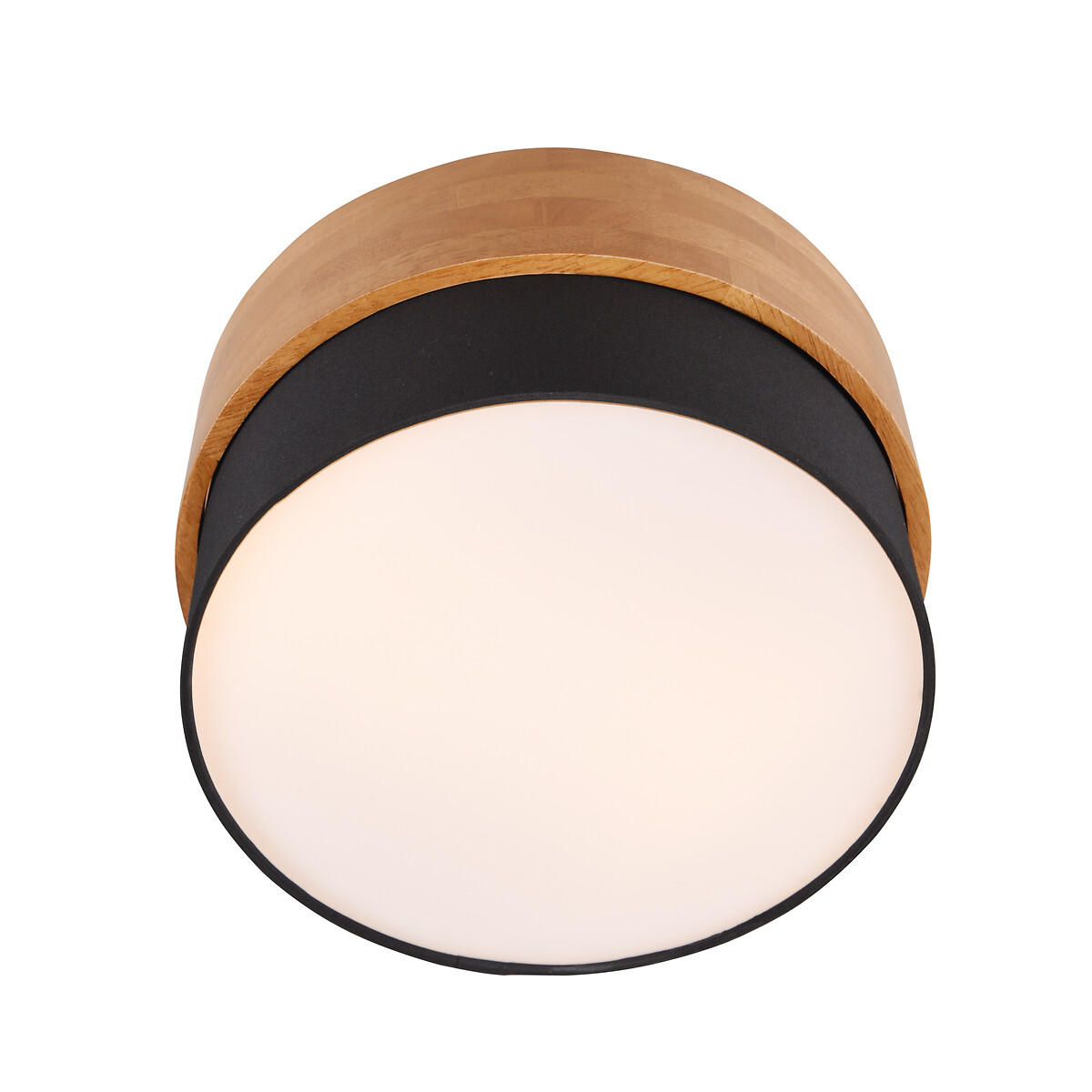 Candeeiro de teto Seasons, TRIO Lighting preto/madeira, TRIO LIGHTING