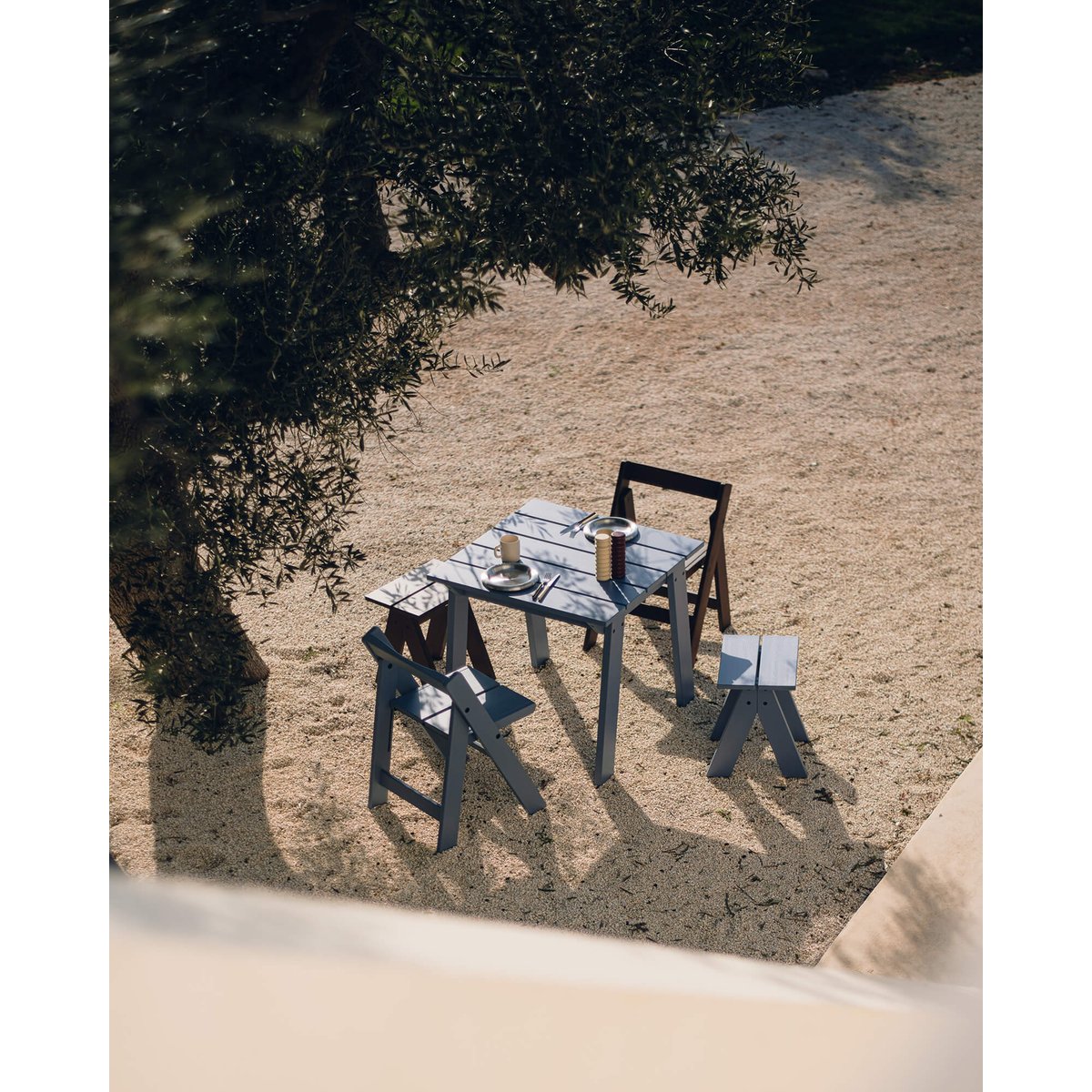 noo.ma Chaise pliante Navo bleu givré, NOO.MA