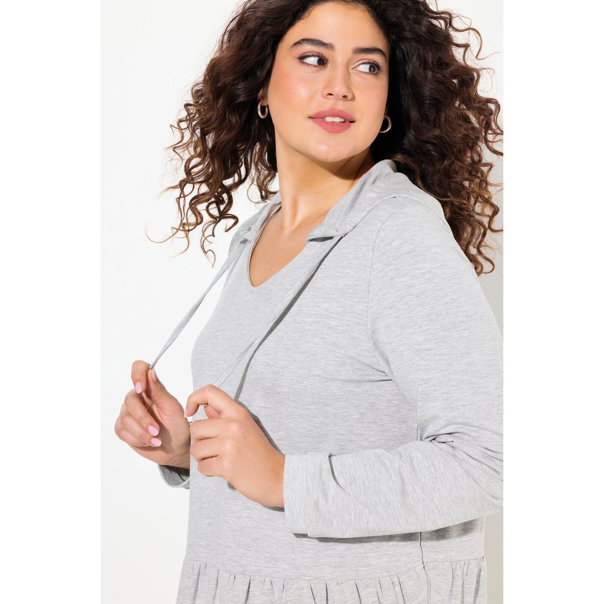 Robe en molleton à capuche gris clair chiné, ULLA POPKEN
