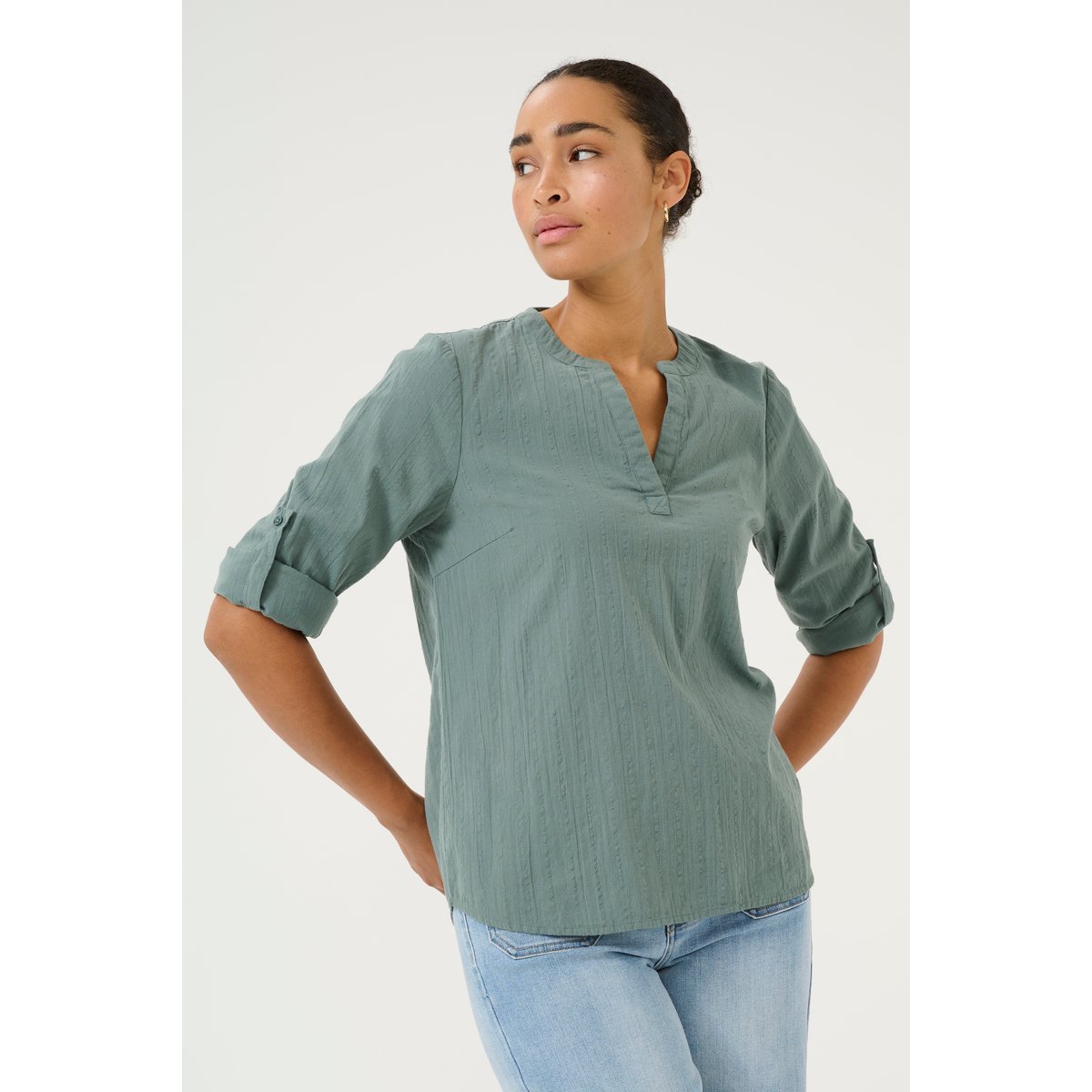 Chemise à manches longues vert balsam green, KAFFE