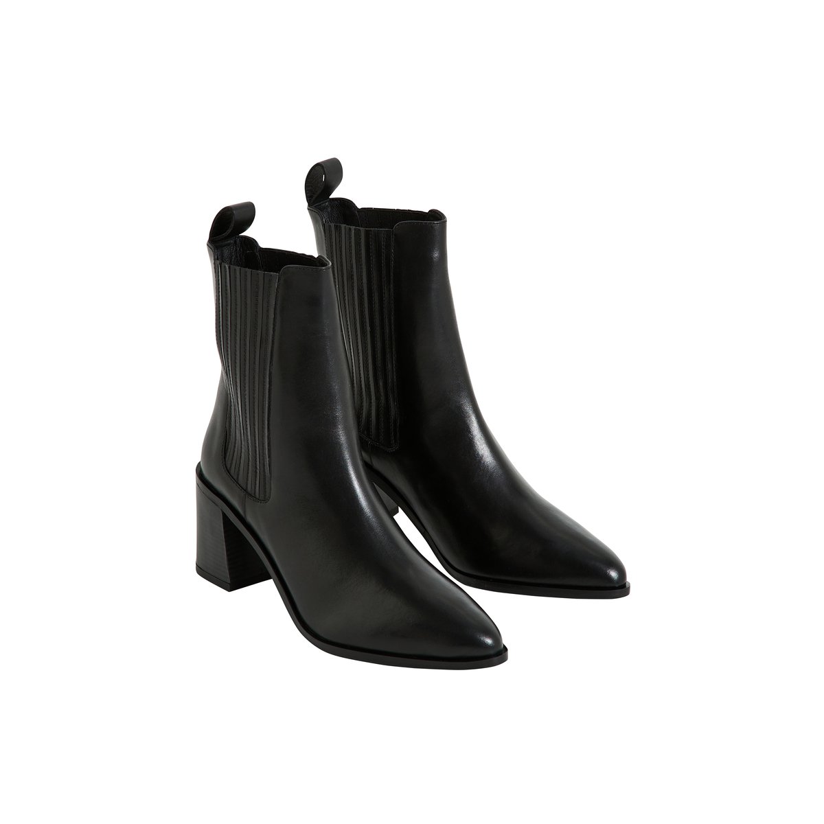 Bottines dessus cuir de vache noir, GRAIN DE MALICE