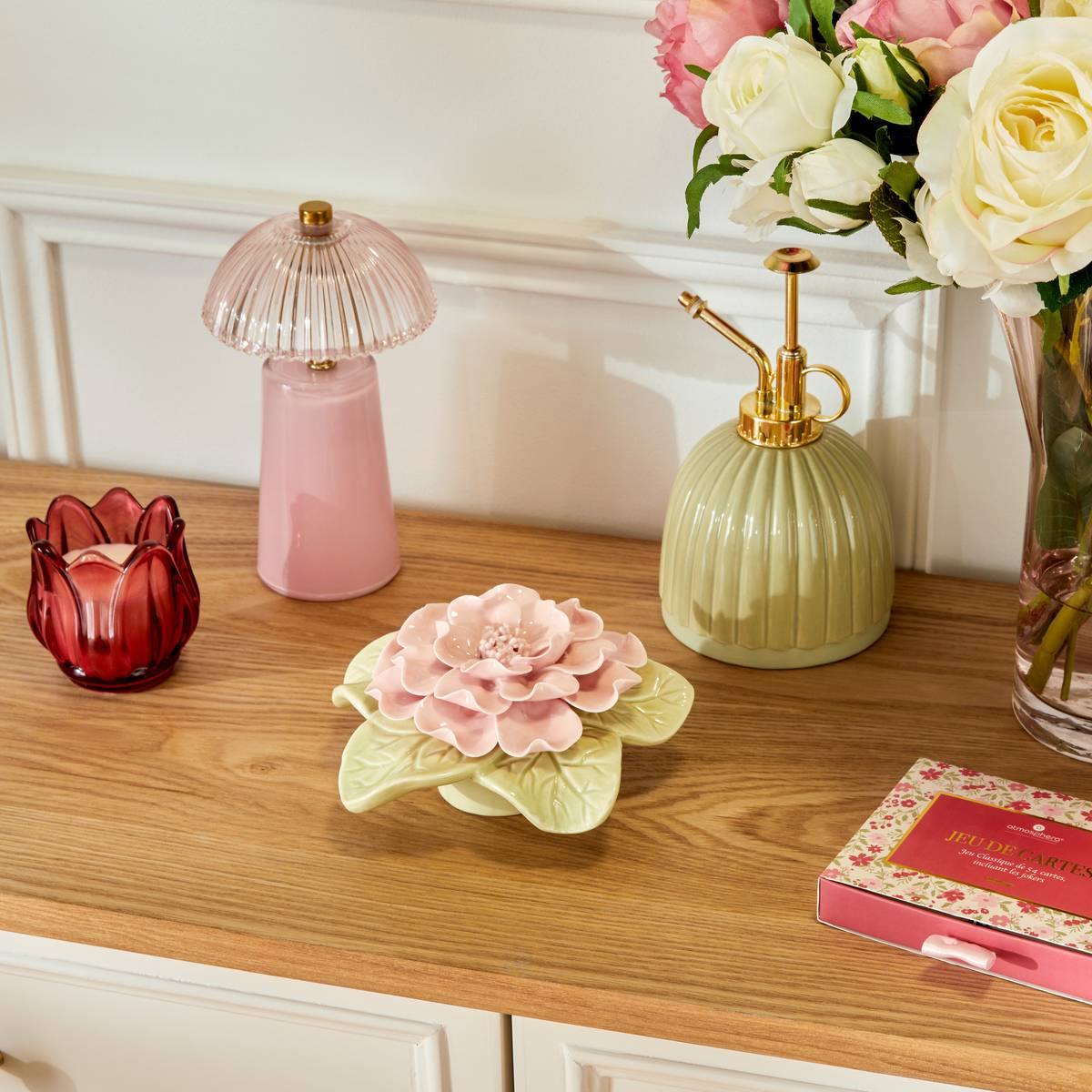 Objet déco FLEUR DE ROSE blanc, ATMOSPHERA