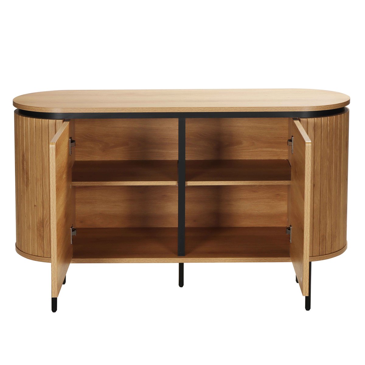 Buffet en mélaminé 2 portes 120 cm, HEMERA bois clair, OVIALA