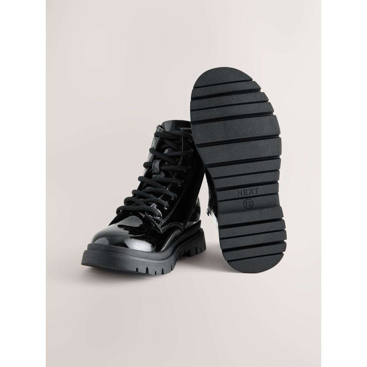 Bottines à lacets et doublure chaude noir, NEXT