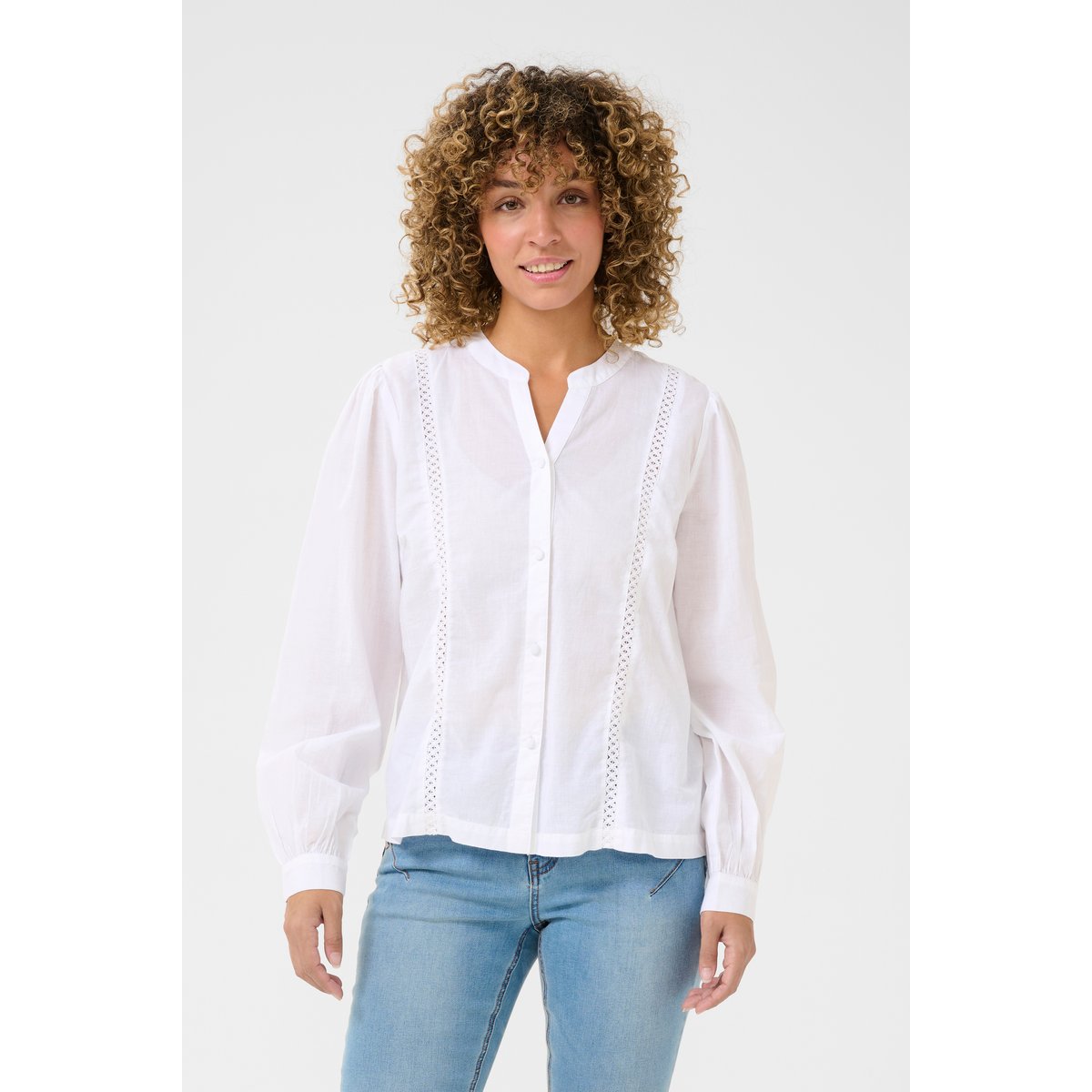 Blouse with long sleeve blanc snow white, CREAM