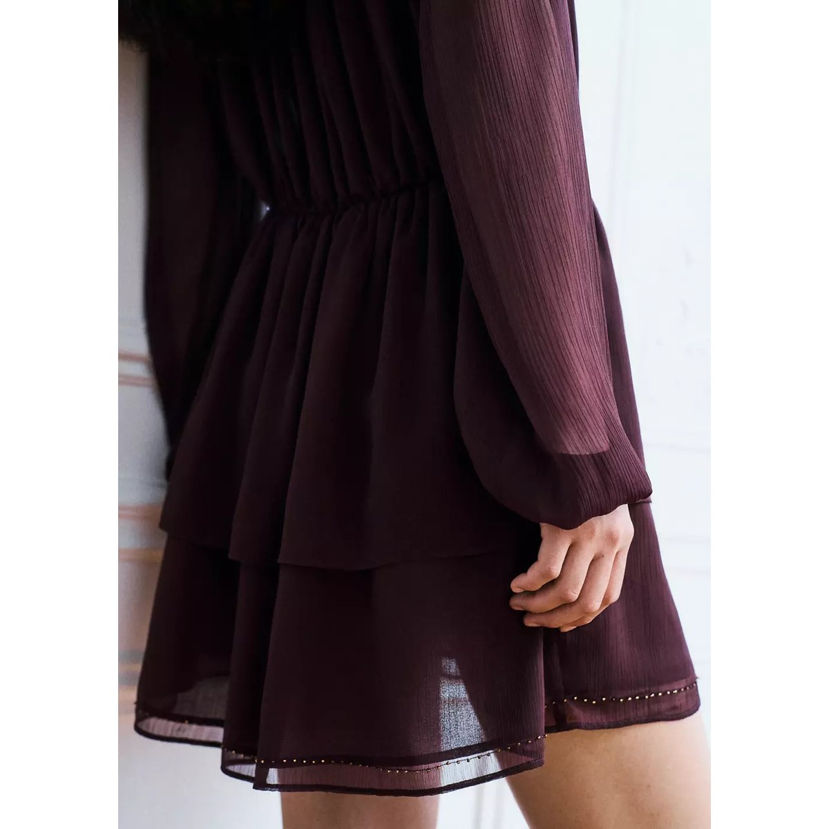 Robe texturée à perles pourpre, MANGO TEEN