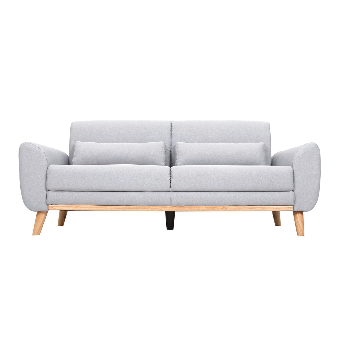 Canapé scandinave 3 places en tissu effet velours texturé terracotta et bois clair EKTOR gris clair, MILIBOO