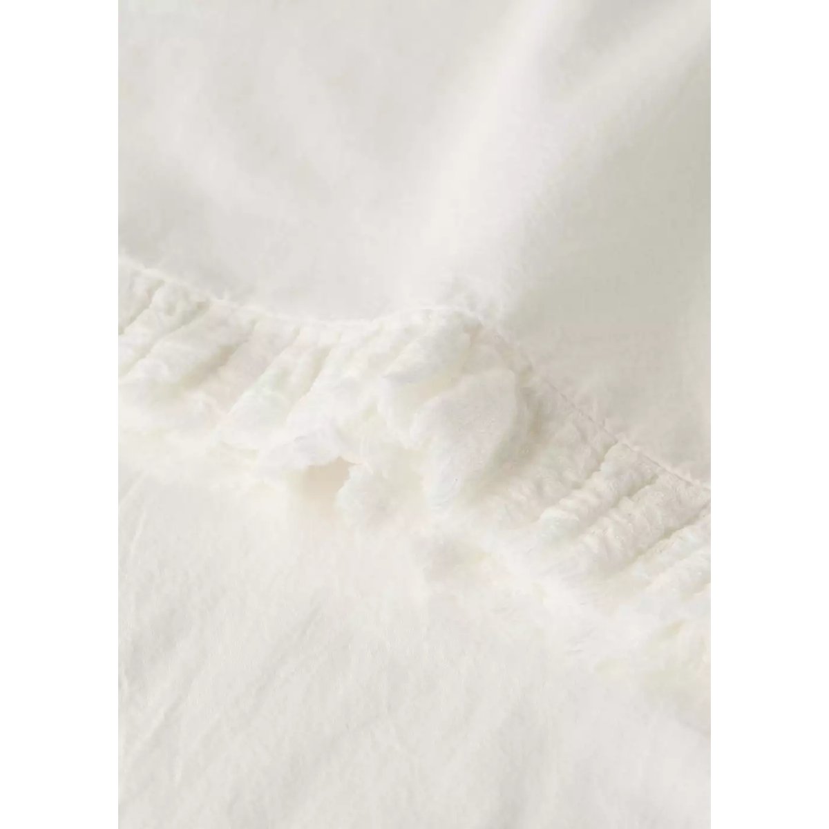Taie d'oreiller coton lavé volant en gaze effiloché 45x110 cm écru, MANGO HOME