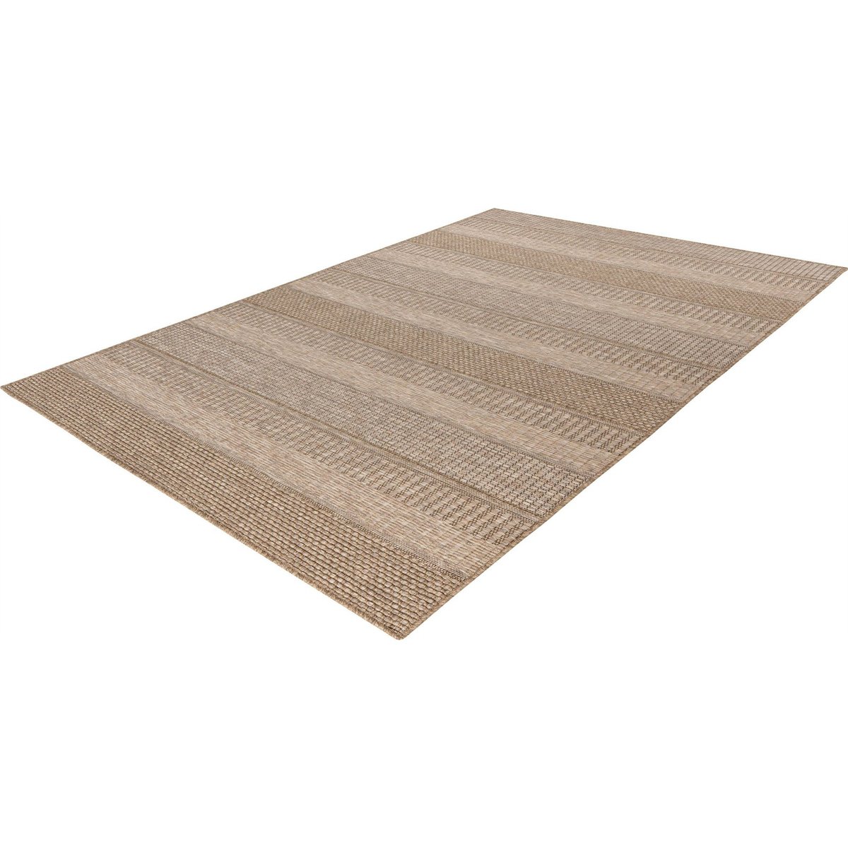 Tapis rectangulaire court poil à rayures beige sable chiné naturel, ARTE ESPINA