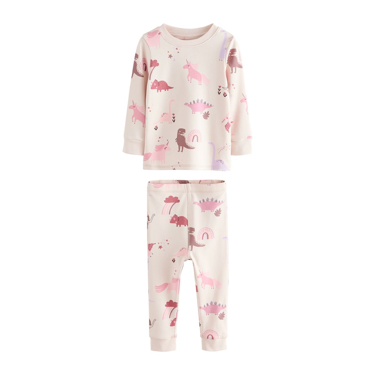 Pyjama confort dinosaures, lot de 3 rose/crème, NEXT