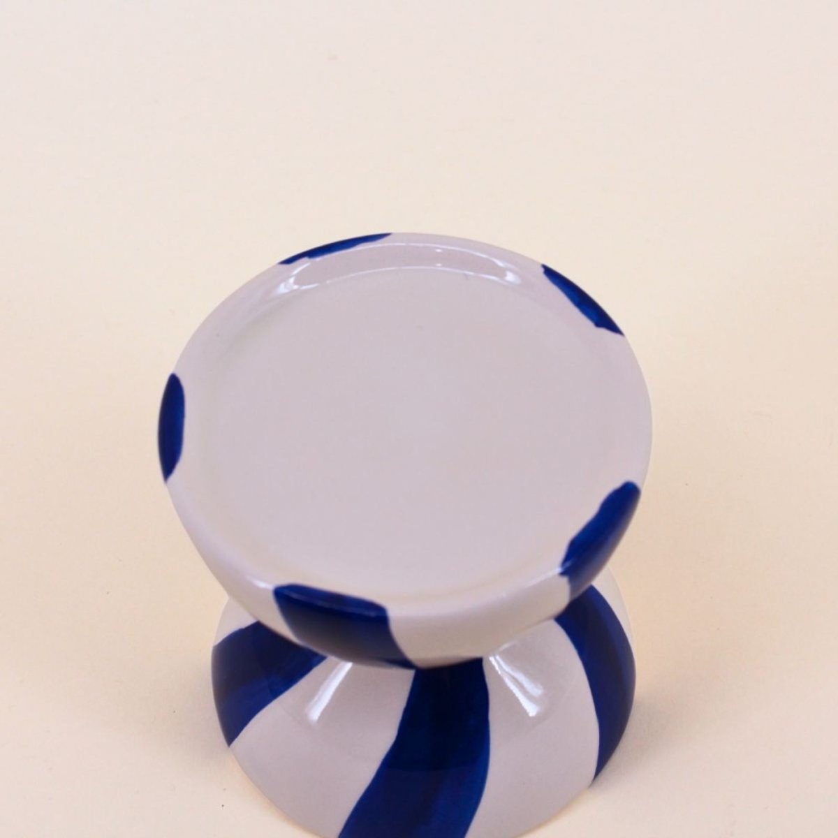 Bougeoir en céramique 10cm bleu, ORNAMI