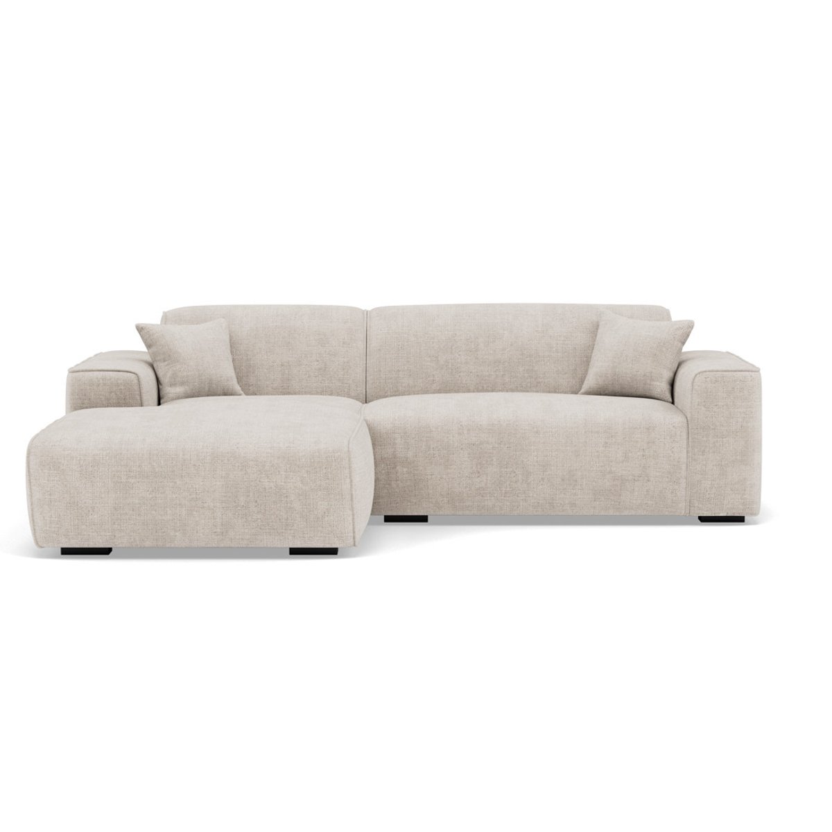 Canapé d'angle gauche en velours texturé, LISON beige, BEST MOBILIER