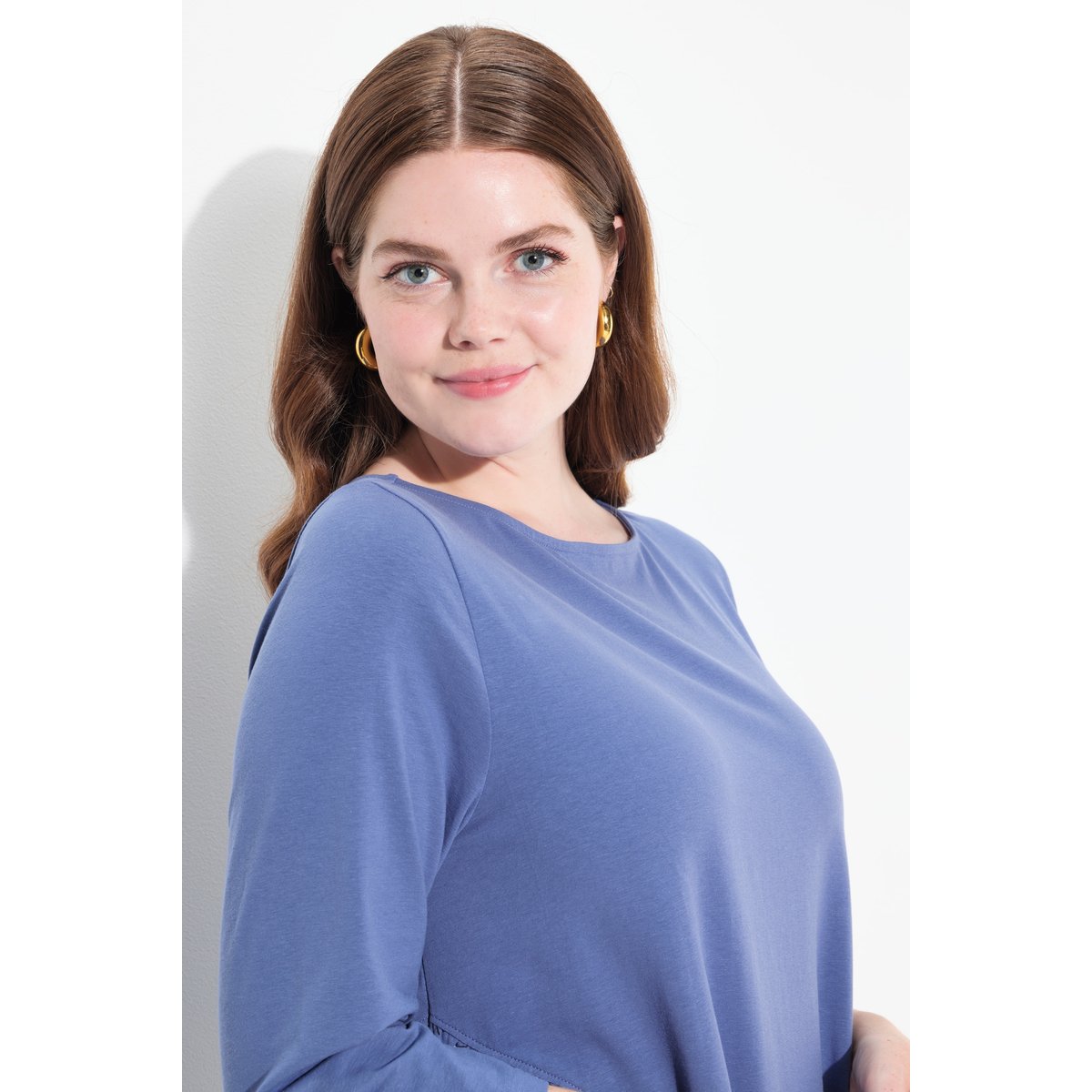 T-shirt en coton bio bleu atlantique, ULLA POPKEN