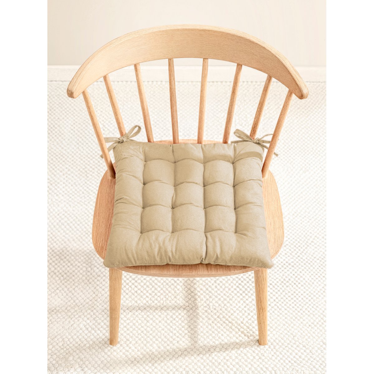 Lot de 4 galettes capitonnéees coton DIEGO beige, MAGMA HEIMTEX