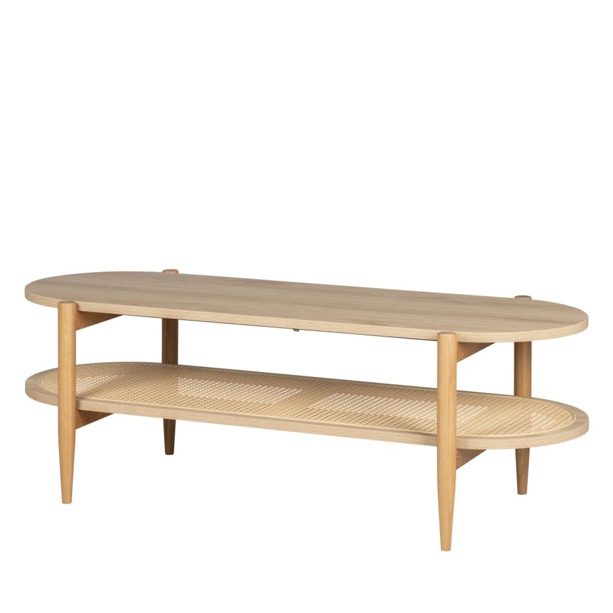 Table basse ovale en bois et cannage- ELLOS bois clair, DRAWER