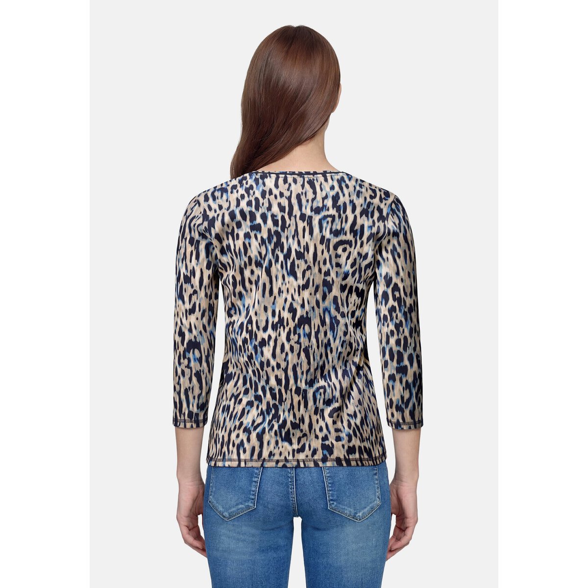 T-shirt basique de texture côtelée dark blue/beige, BETTY BARCLAY