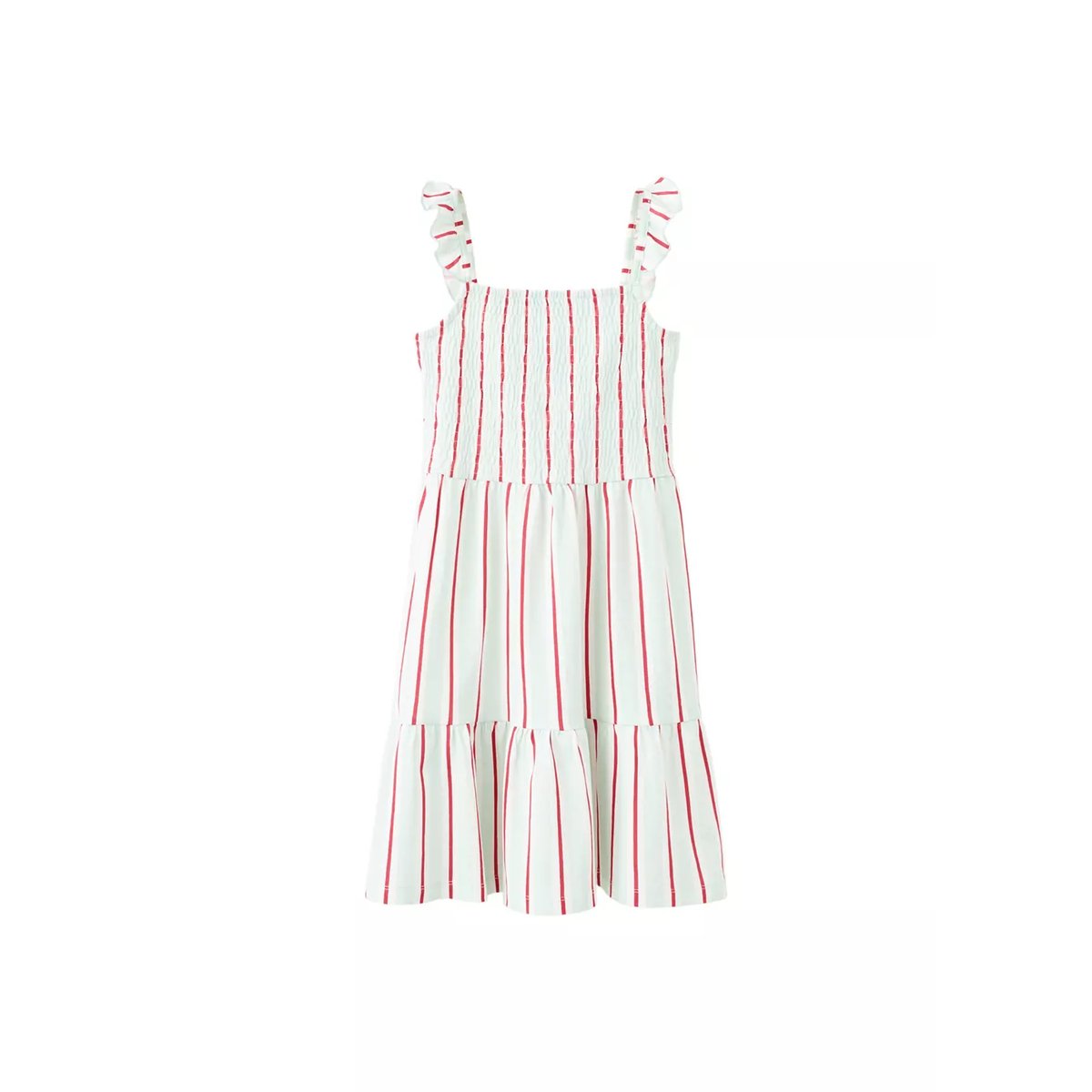 Robe rayures volants turquoise, MANGO KIDS