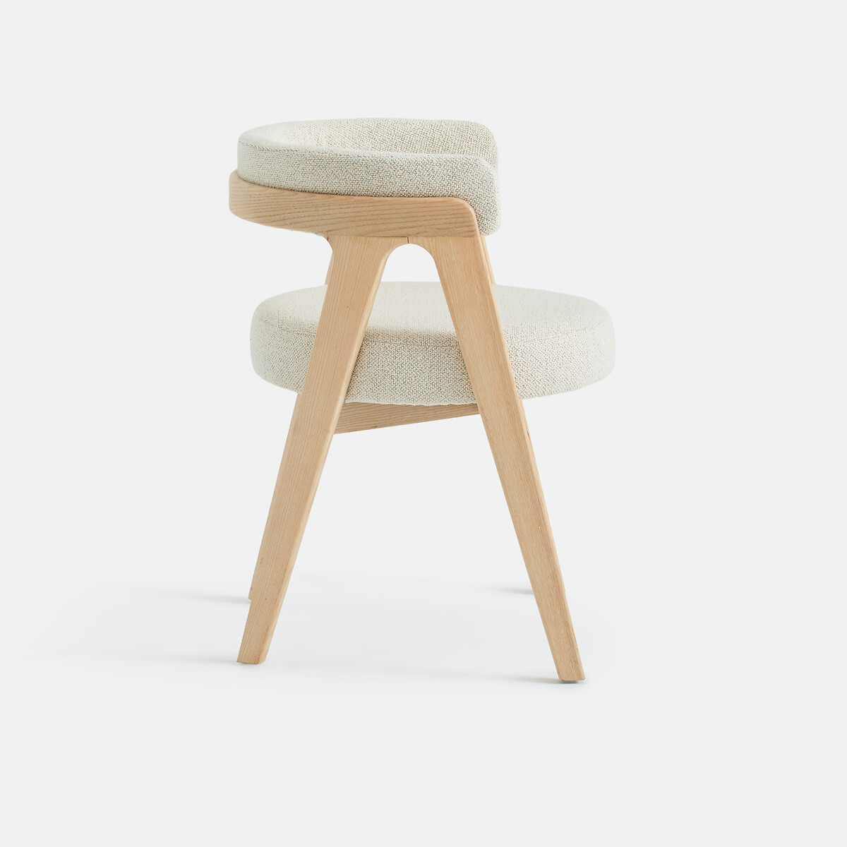 Fauteuil de table vintage, frêne massif et tissu bouclette, VALENTINA ecru, LA REDOUTE INTERIEURS