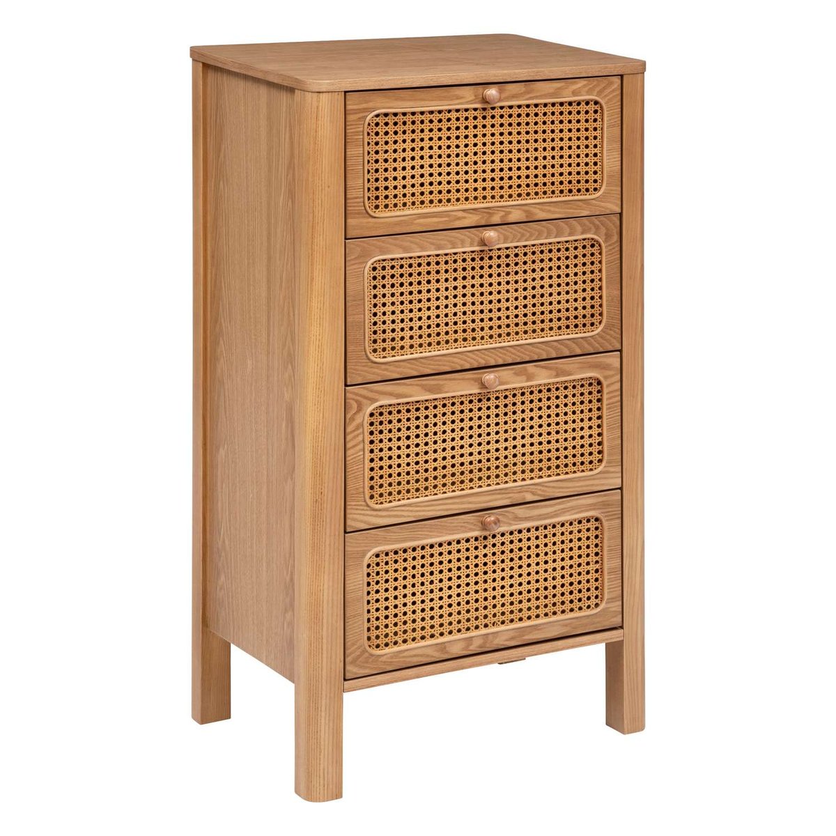 Chiffonnier 4 tiroirs en cannage TIRIA marron, ATMOSPHERA