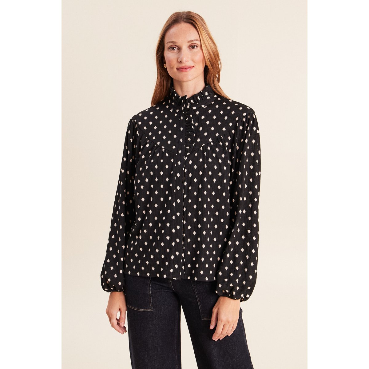 Blouse droite manches longues noir, BREAL