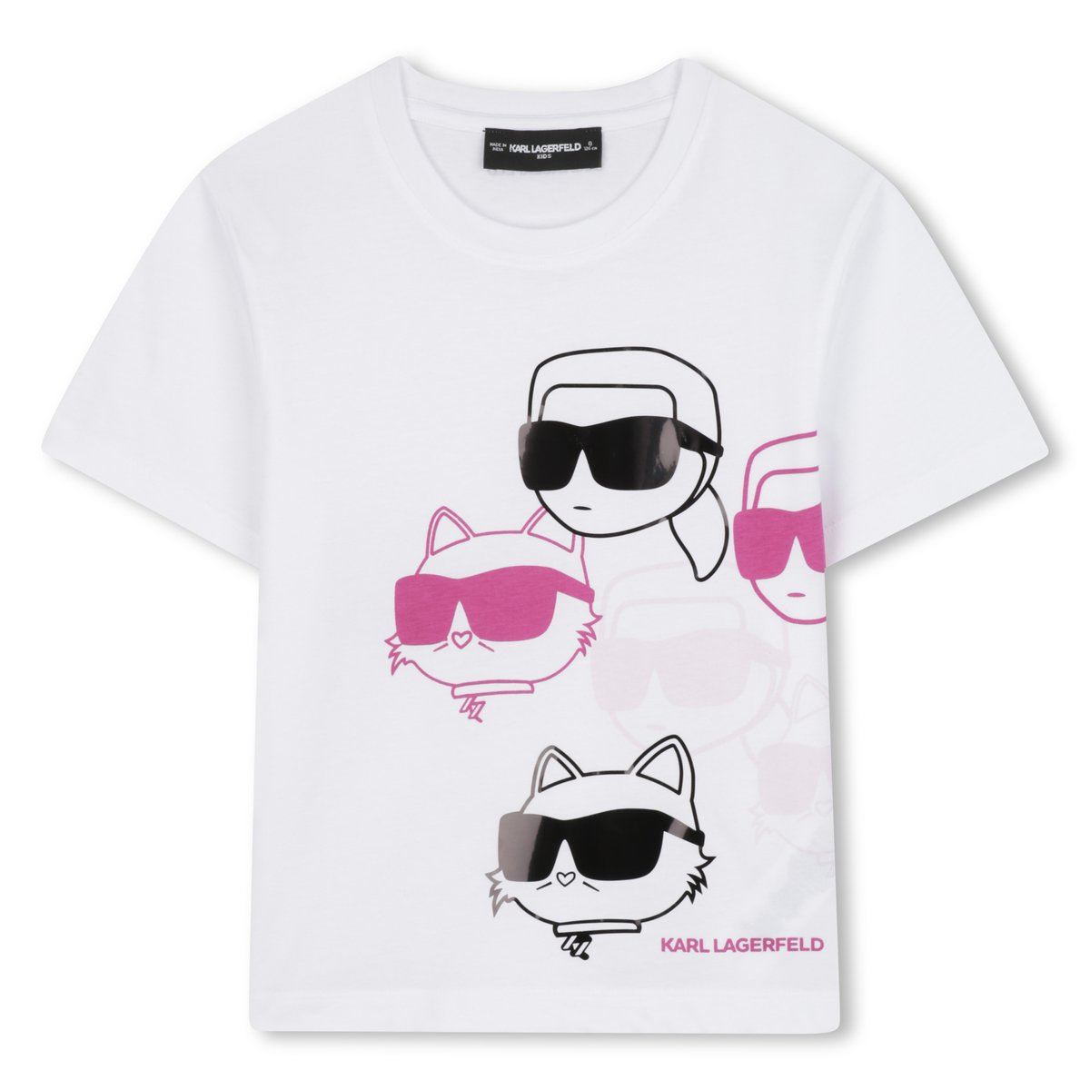 T-shirts à manches courtes blanc rose, KARL LAGERFELD KIDS