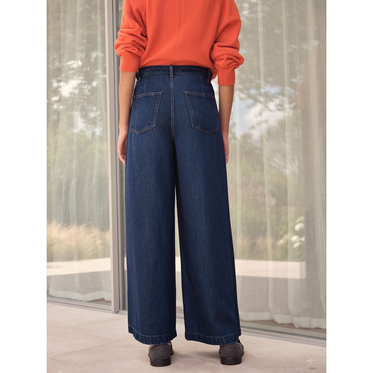 Jean large palazzo n. premium délavage bleu, NEXT