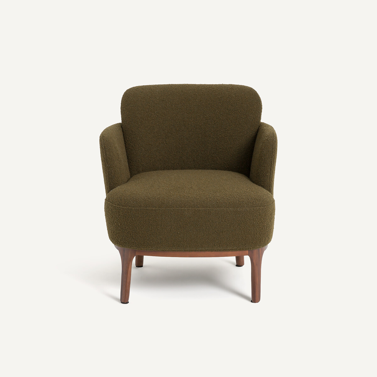 Sessel mit Walnussfuss und Bouclé-Struktur, Jabote khaki, AM.PM