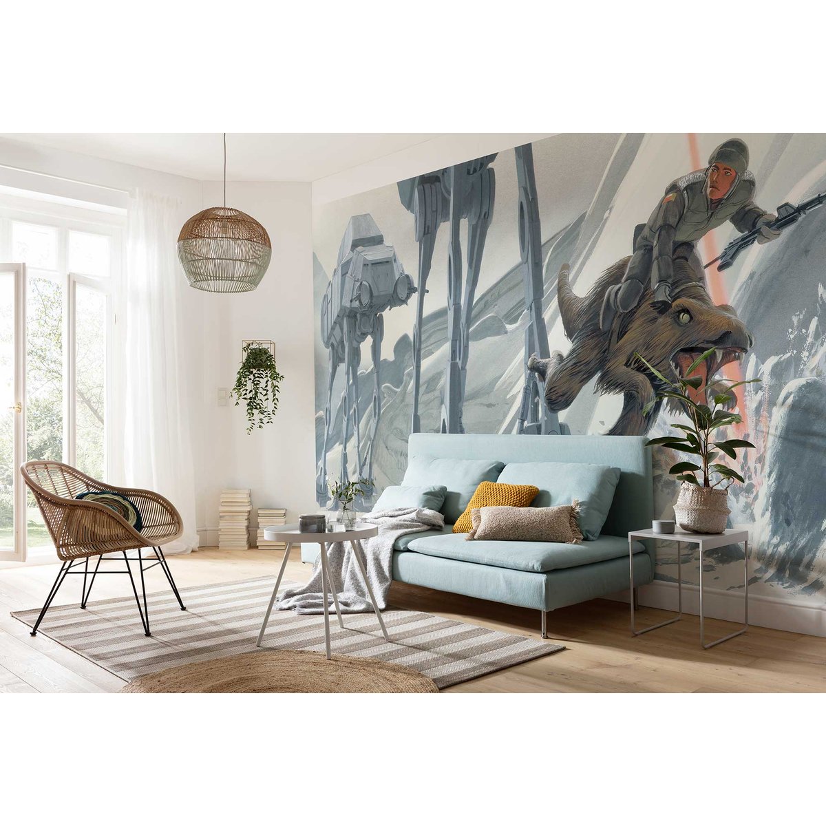 Papier peint Komar - Star Wars Classic RMQ Hoth Battle Ground - 500 x 250 cm bleu, HEXOA
