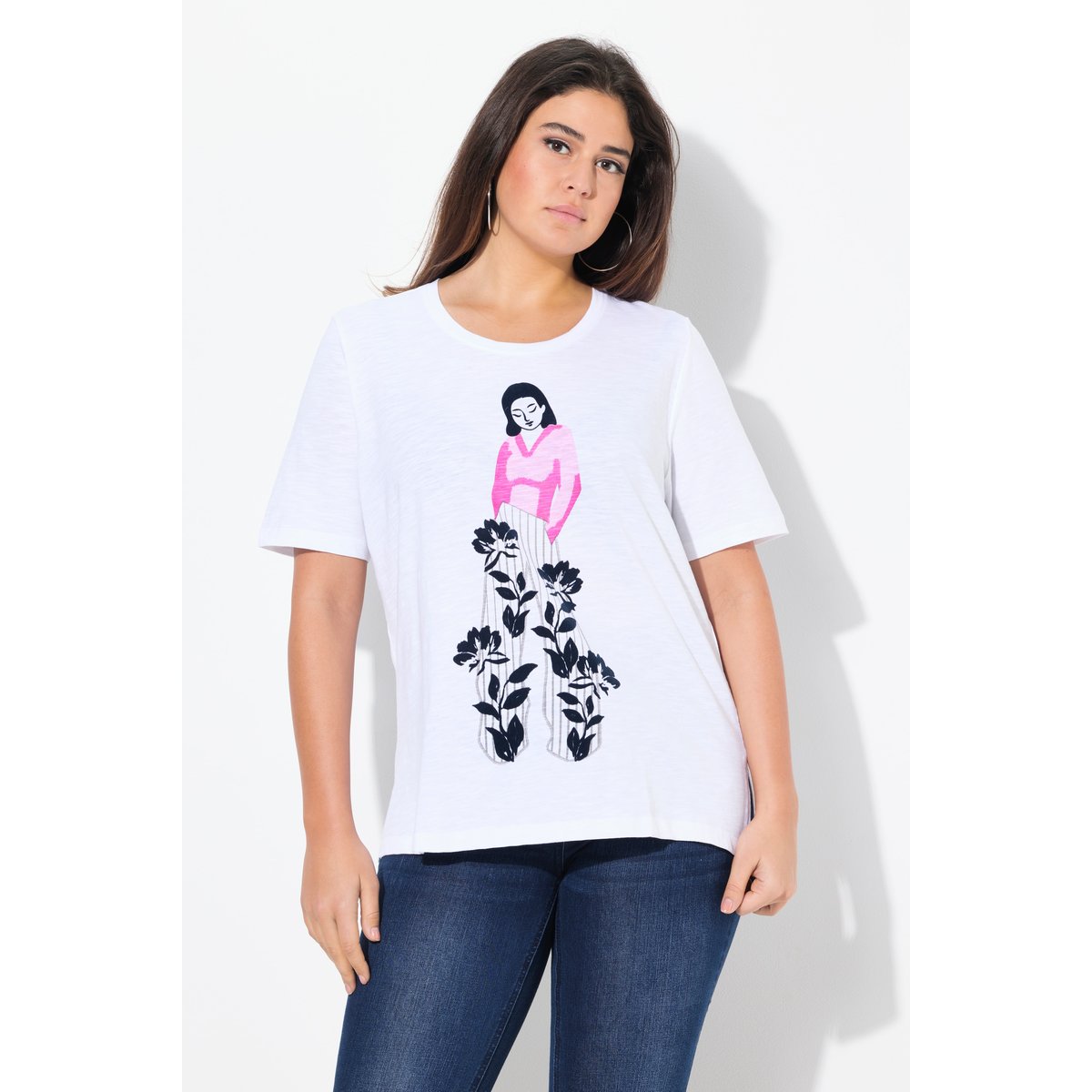 T-shirt à manches courtes et col blanc neige, ULLA POPKEN