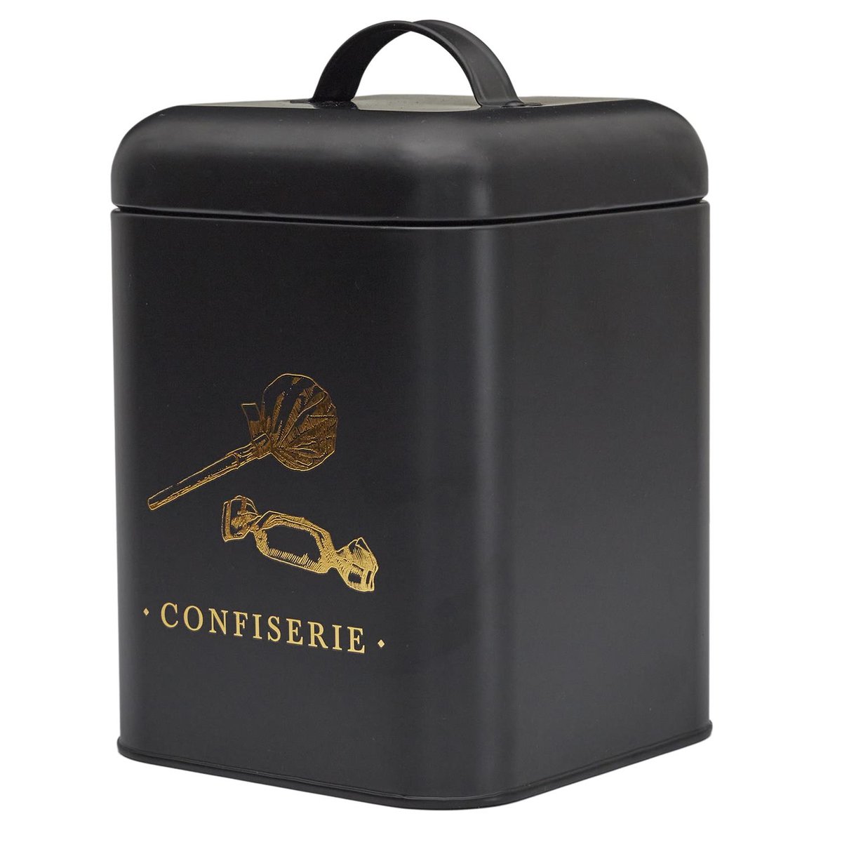 Boîte à confiserie en métal noir et doré noir, EDEN