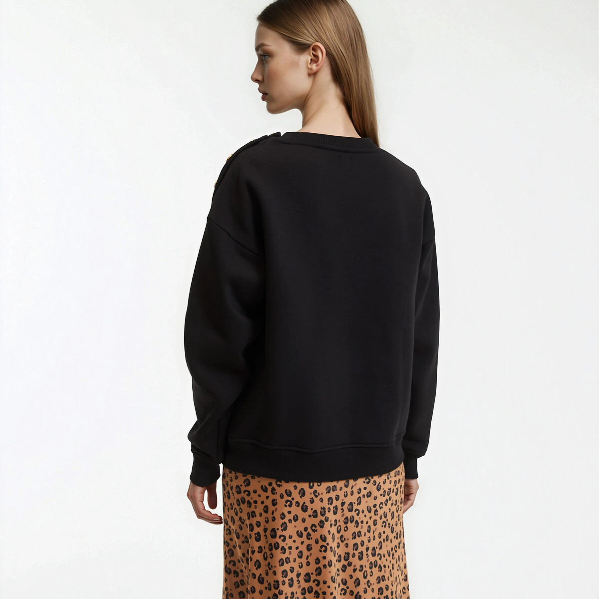 Crew Neck Sweatshirt black, LA REDOUTE COLLECTIONS