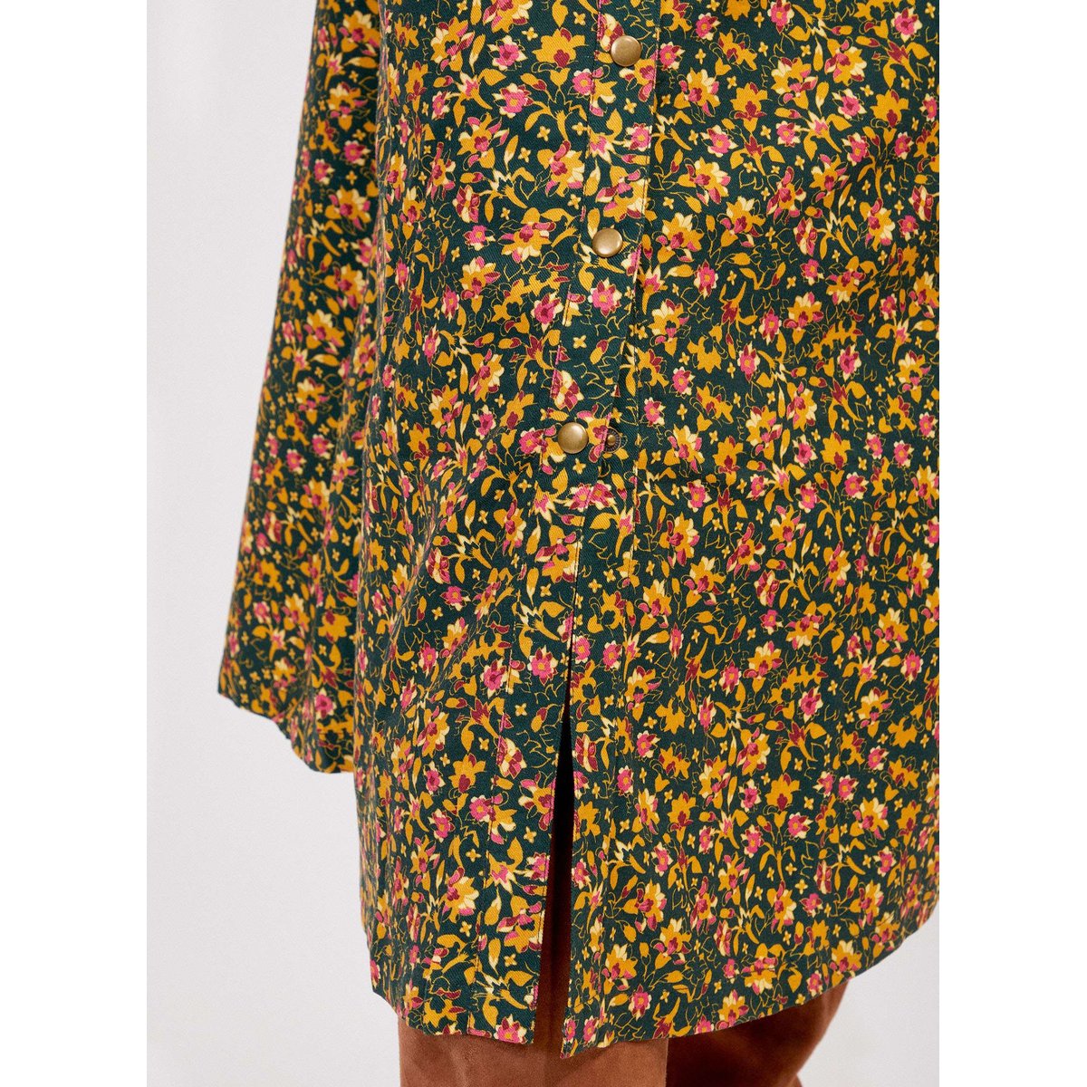 Robe chemise imprimée coupe midi ANNA vert hindi, LA FIANCÉE