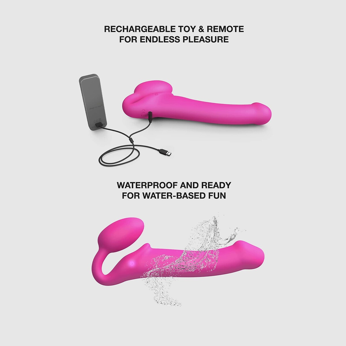 Strap On 3 Motors XL fuchsia, STRAP-ON-ME