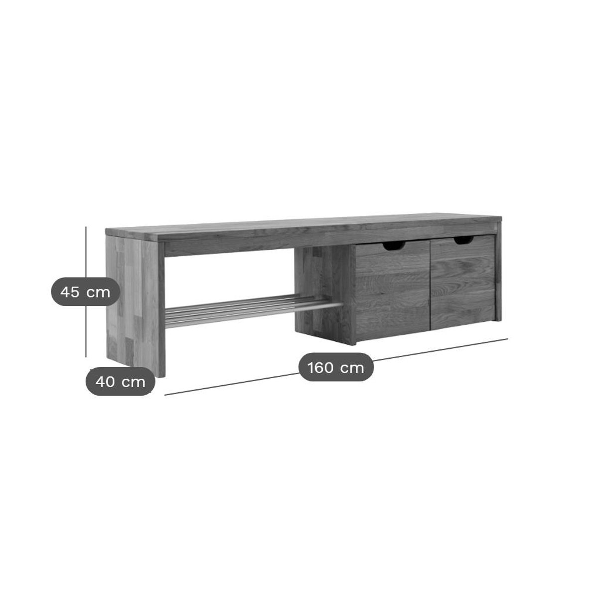 Banc à chaussures bois massif avec 2 cubes de rangement - CYRIEL hêtre massif, CAMIF