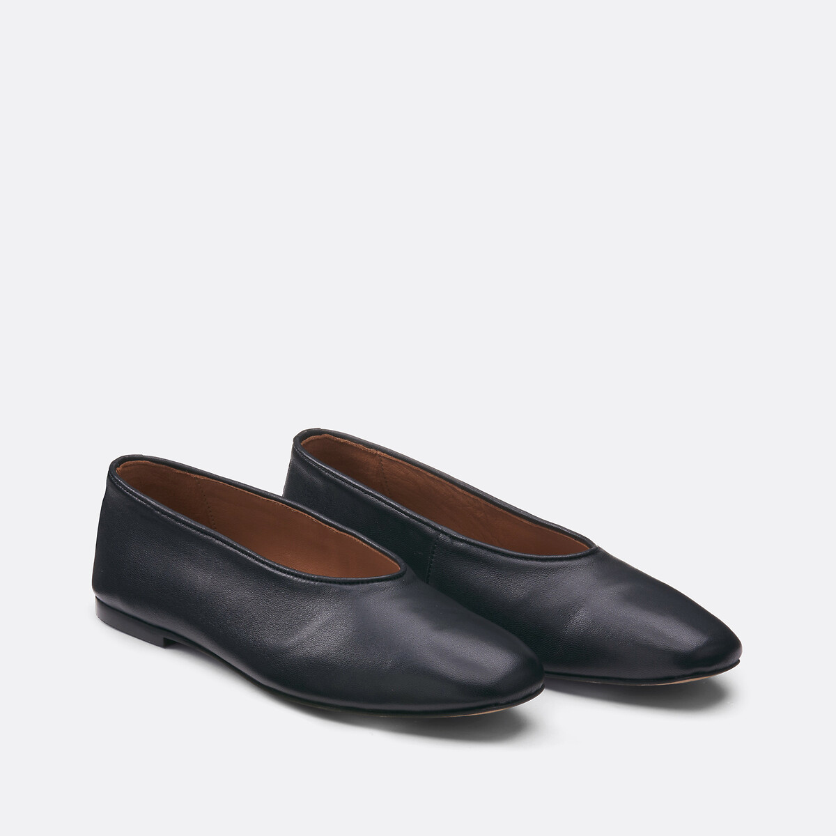 Ballerines en cuir noir, LA REDOUTE COLLECTIONS