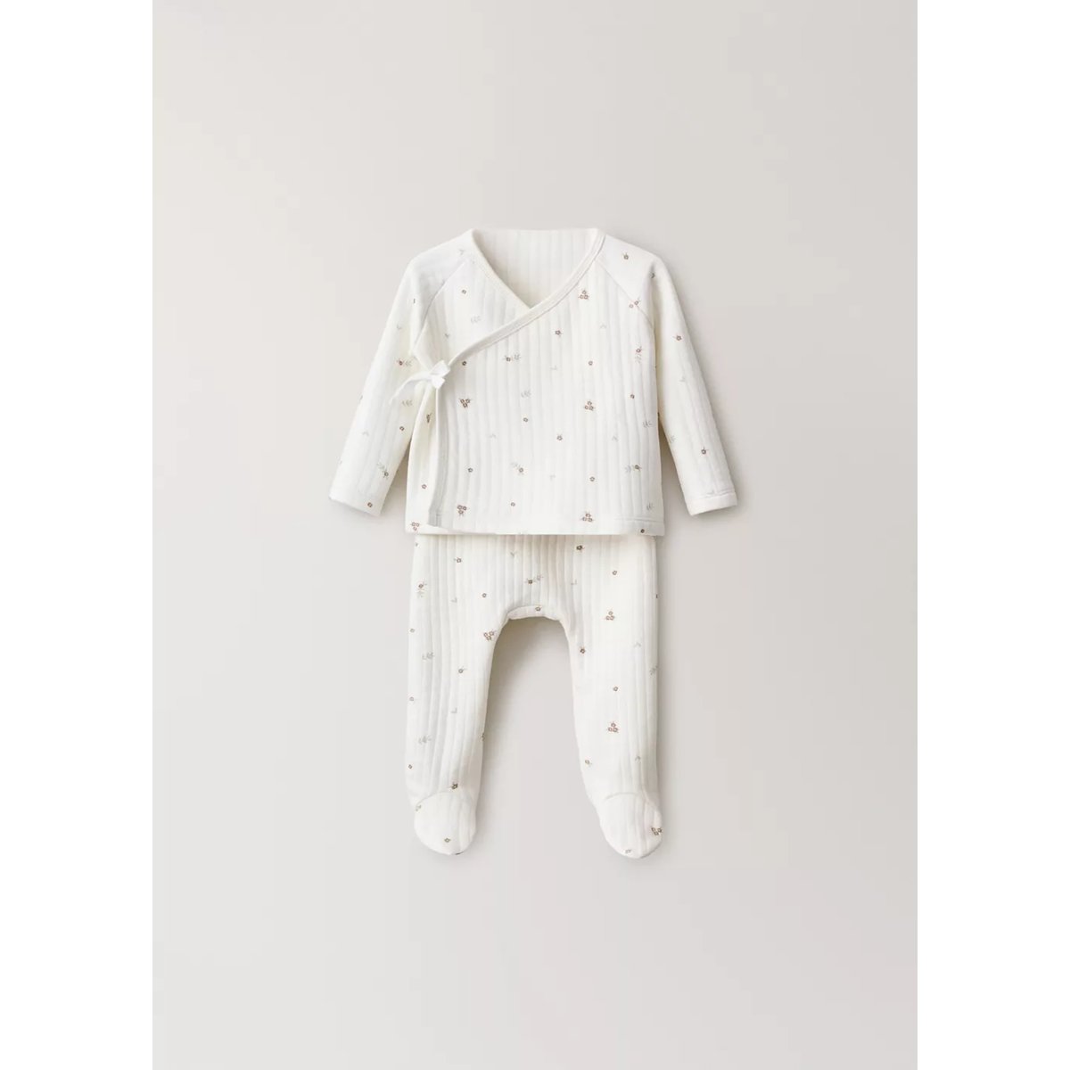 Combinaison pyjama imprimée blanc cassé, MANGO HOME