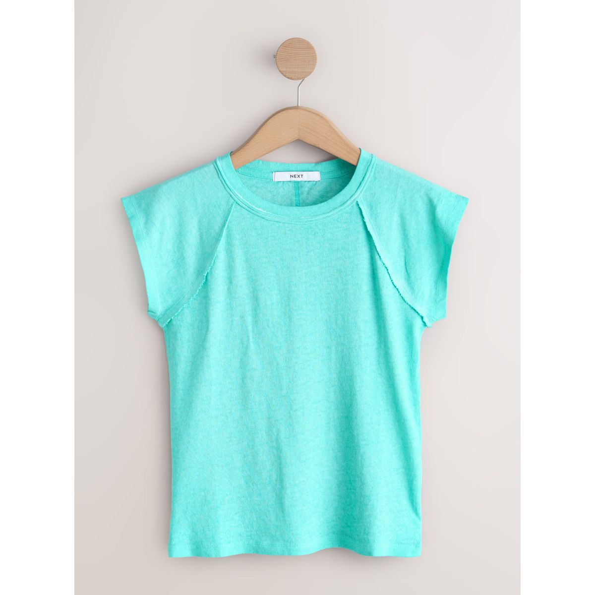 T-shirt à mancherons et coutures brutes bleu aqua, NEXT