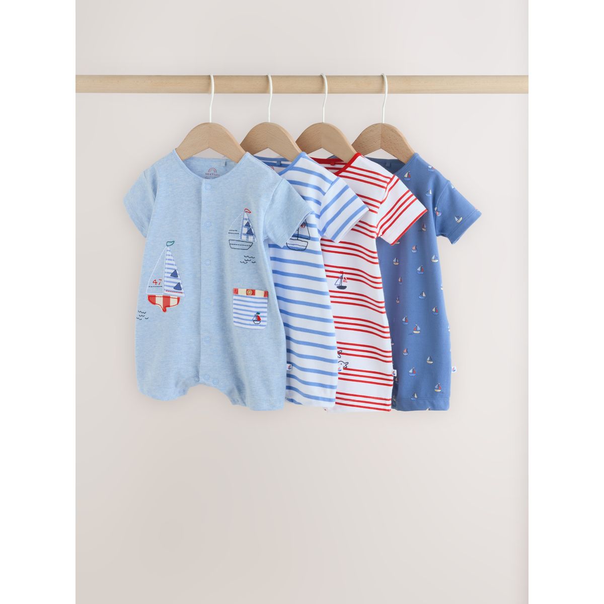 Barboteuses en jersey, lot de 4 bleu nautique, NEXT