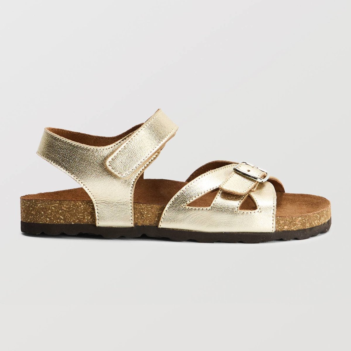Sandales à scratch en cuir responsable ecru, MONOPRIX