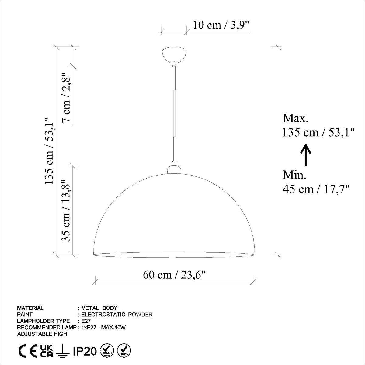 Suspension industrielle vintage en métal patiné SILE noir, PIER IMPORT