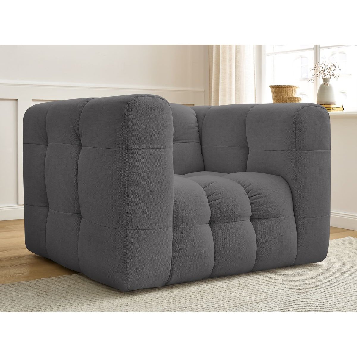 Fauteuil tissu, ULYSSE gris foncé, BOBOCHIC