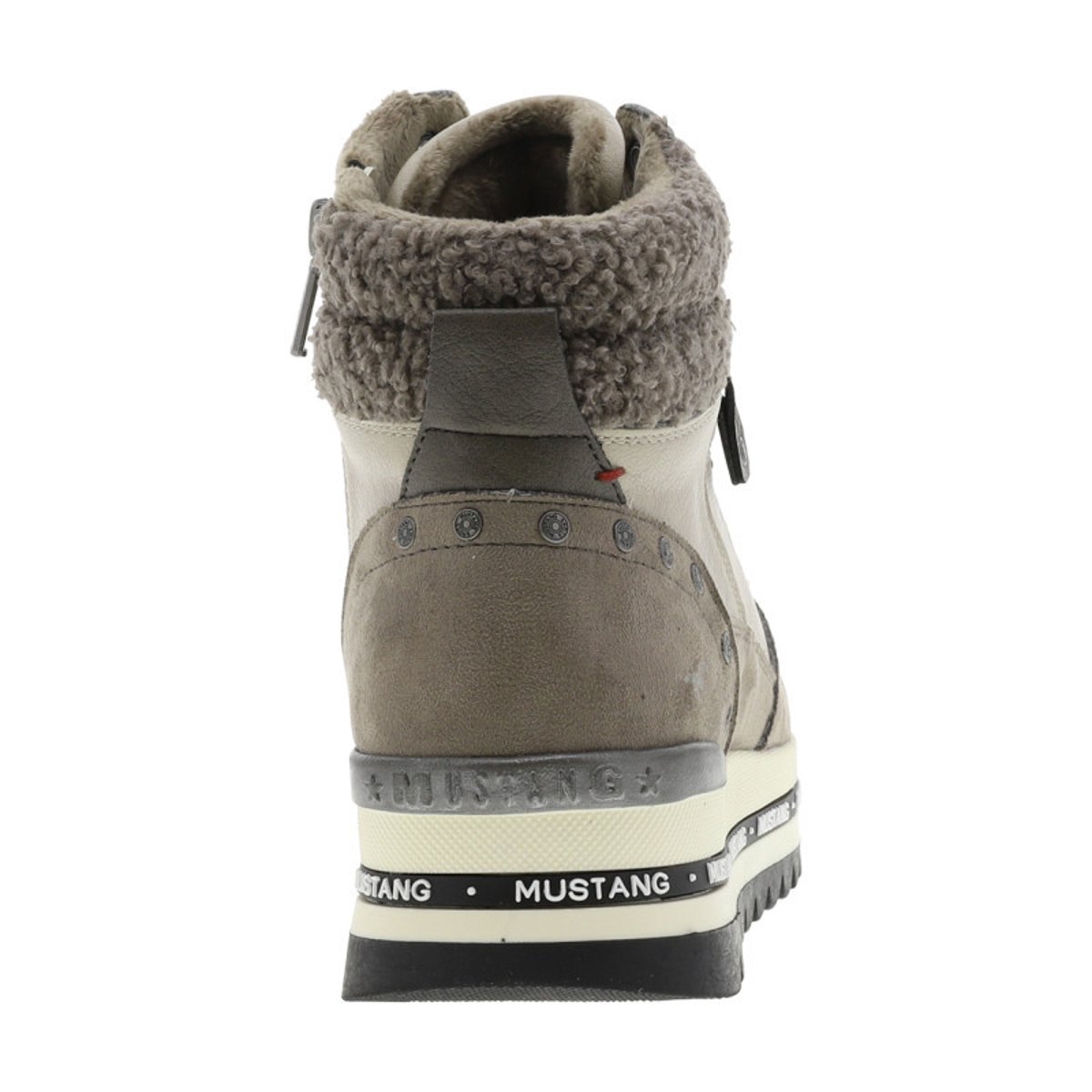 Baskets taupe à talon semi-compensé avec des lacets et un zip latéral taupe, MUSTANG