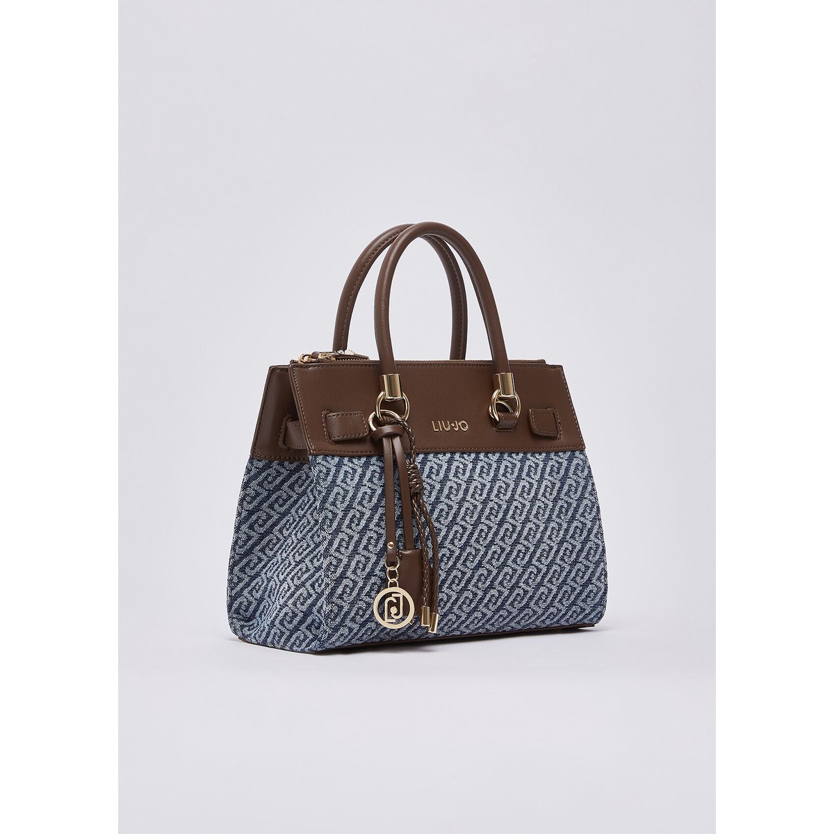 Sac satchel format petit effet denim denim bleu, LIU JO