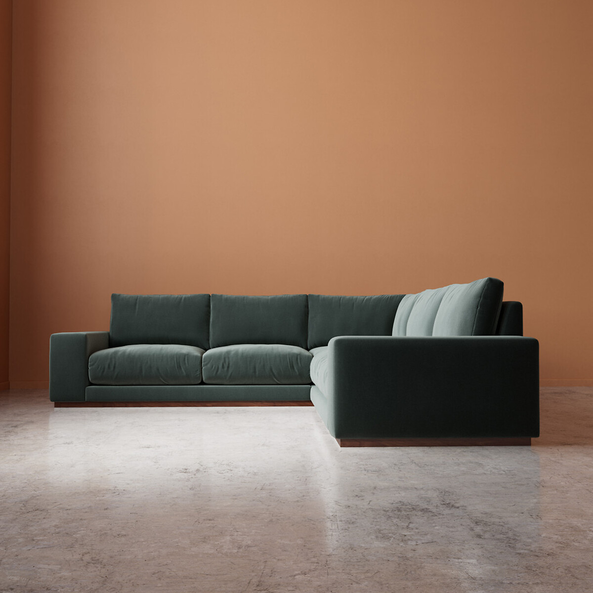 Denver Crushed Velvet Corner Sofa hydro, SWOON